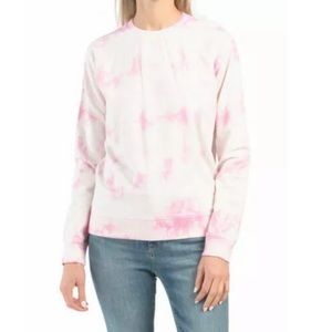 Lucky Brand Women's Blouse Tops Size SP Pink Camo Long Sleeve Crew Neck Pullover
